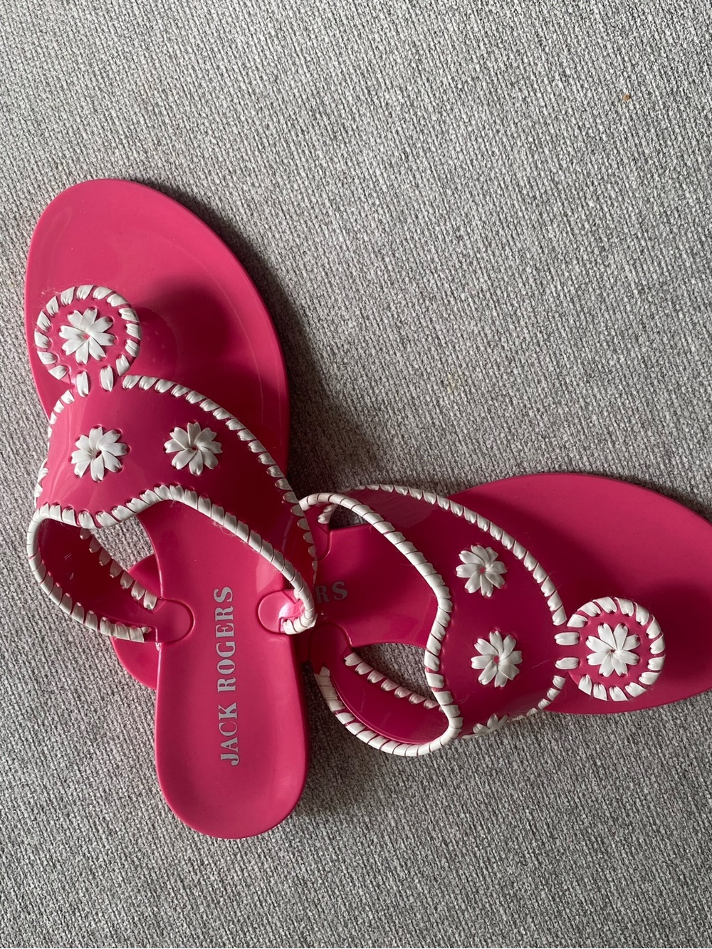 Jack Rogers Pink Sandals with White Braided Trim
